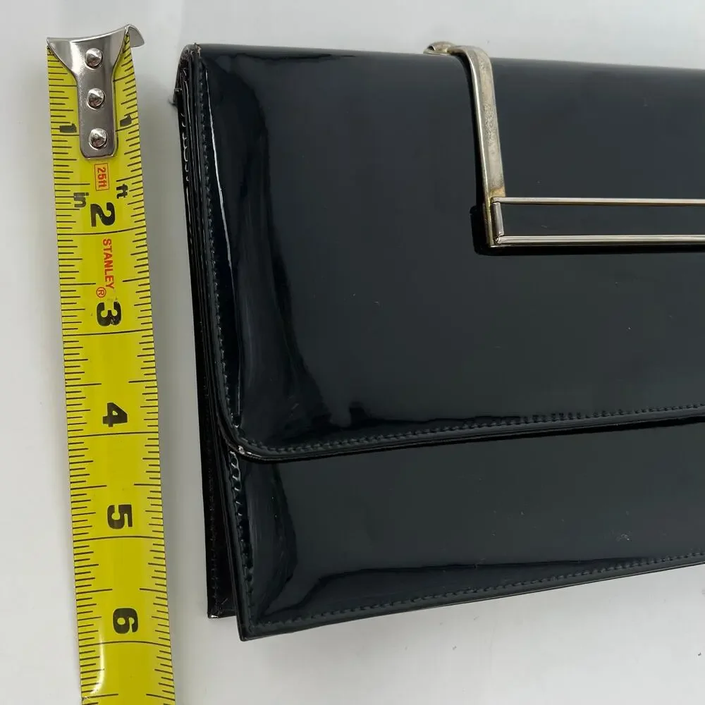 80s shiny black clutch bag 1980s vintage